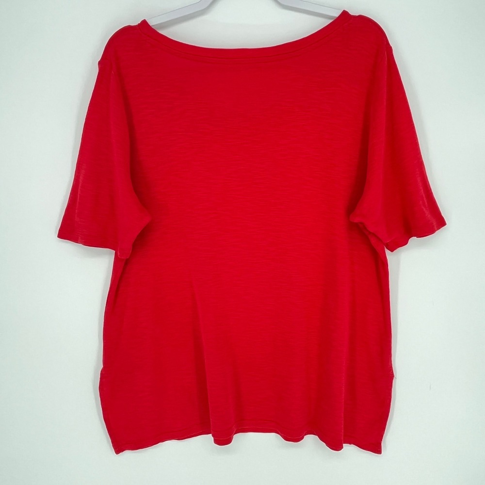 J. Jill Red Pima Cotton Slub Knit Scoop Neck Elbow Sleeve Tee Womens Large - Picture 6 of 9